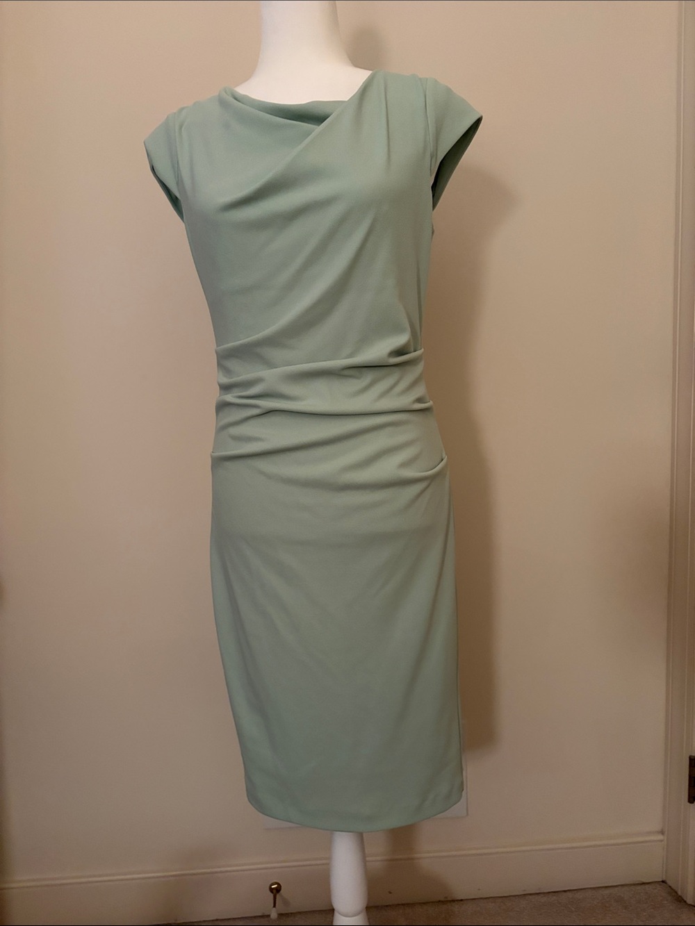 White House Black Market Sage Green Cap Sleeve Sheath Dress